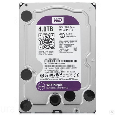 Жесткий диск SATA-3 4Tb WD Purple 5400rpm [WD40PURZ] Cache 64MB